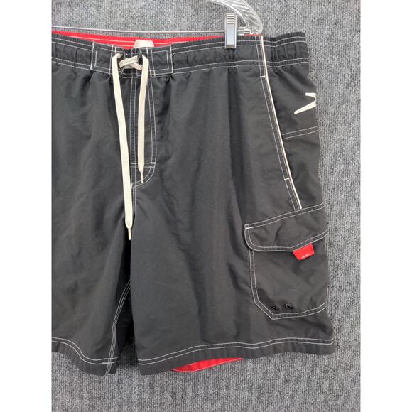 Mens Speedo Cargo Trunks Shorts Size XL Black Pockets Drawstring - Picture 4 of 10